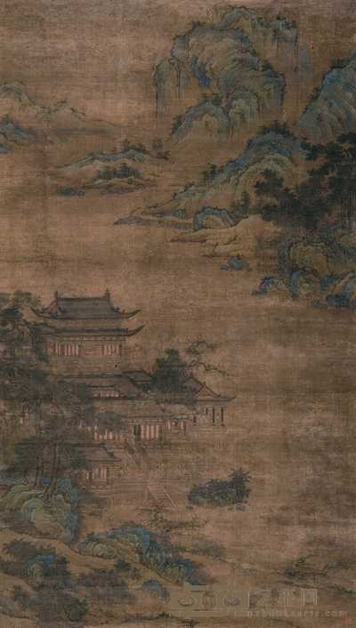 元代无款 春山会友图 立轴 165×95cm